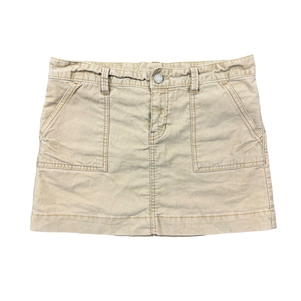 Vtg Y2K Gap Limited Edition Tan Corduroy Cinch Back Mini Skirt Womens 8 2000s